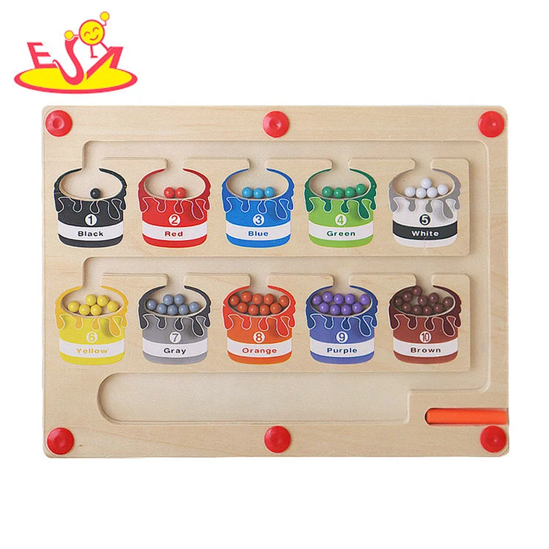Early Educational Color Number Sorting Wooden Magnetic Maze Toy For Kids W11H119